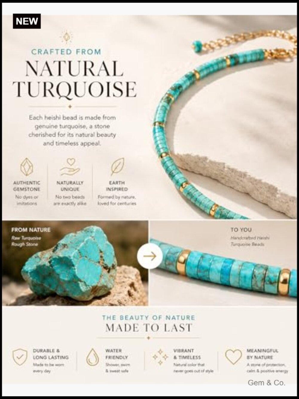 Genuine Turquoise Heishi Choker Necklace Adjustable 14-16 - Picture 6 of 7